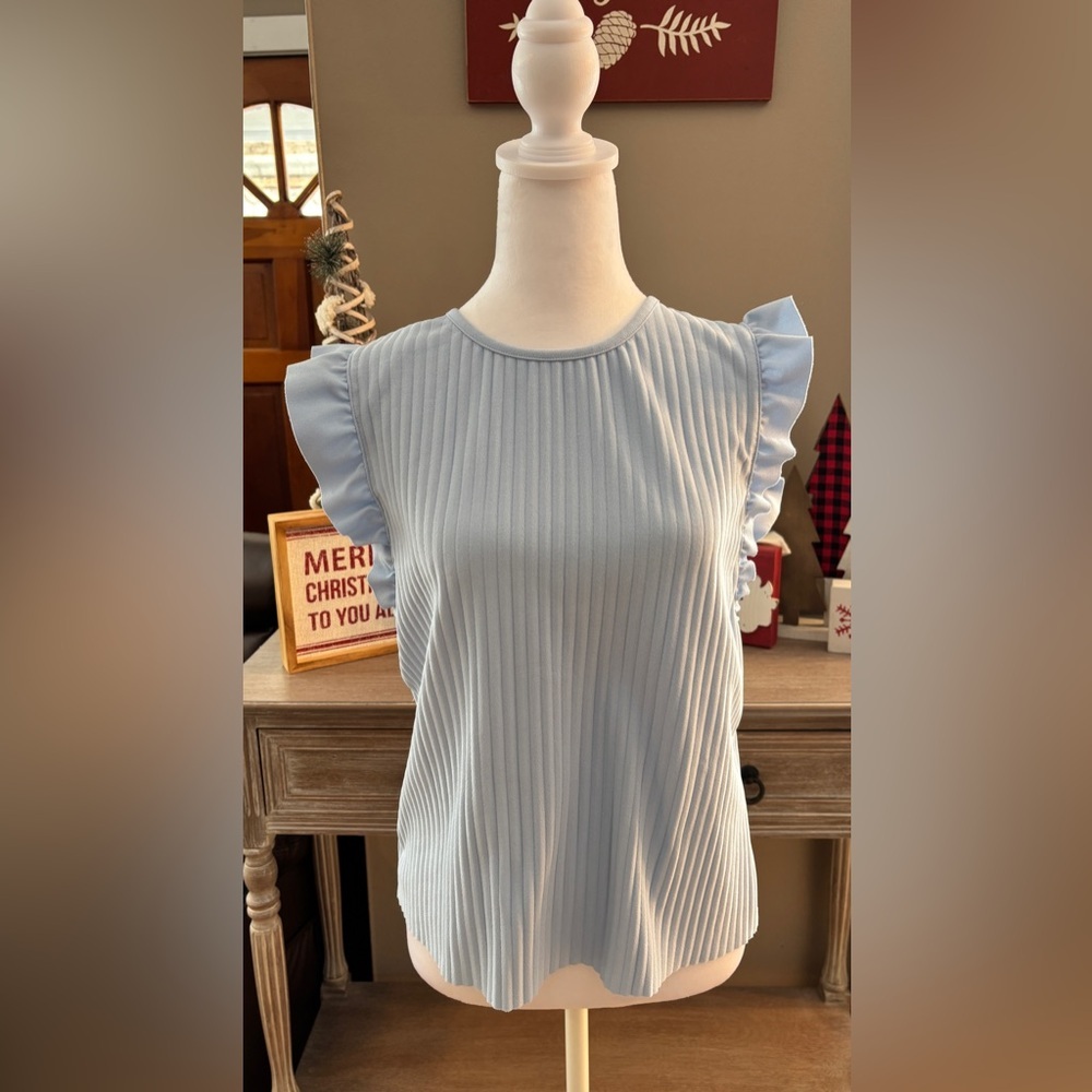 Marc New York by Andrew Marc Pleated Ruffle Sleeve Top